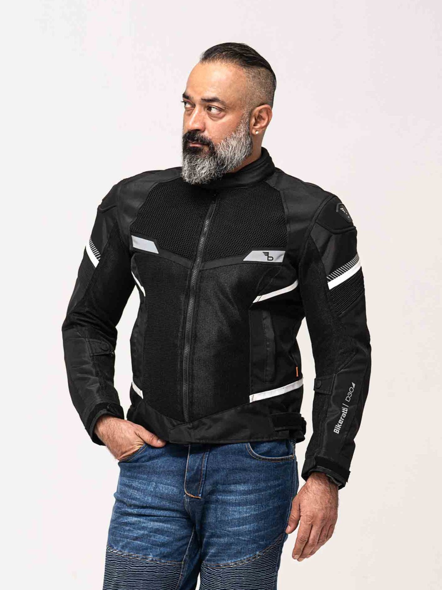 Veloce Men's Motorcycle Jacket - Black White