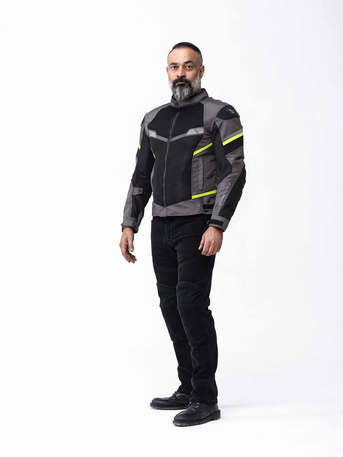 Veloce Men's Motorcycle Jacket - Grey Neon